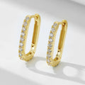 S925 sterling silver oval zircon clip earrings with geometric design