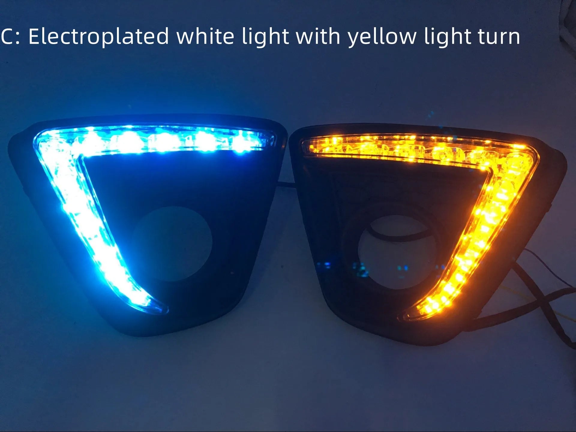 Mazda CX-5 daytime running light LED unit with electroplated metal housing and 12V electrical connection