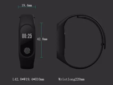 Waterproof smart fitness tracker hand ring on a wrist, showing heart rate monitoring and available in multiple colours.