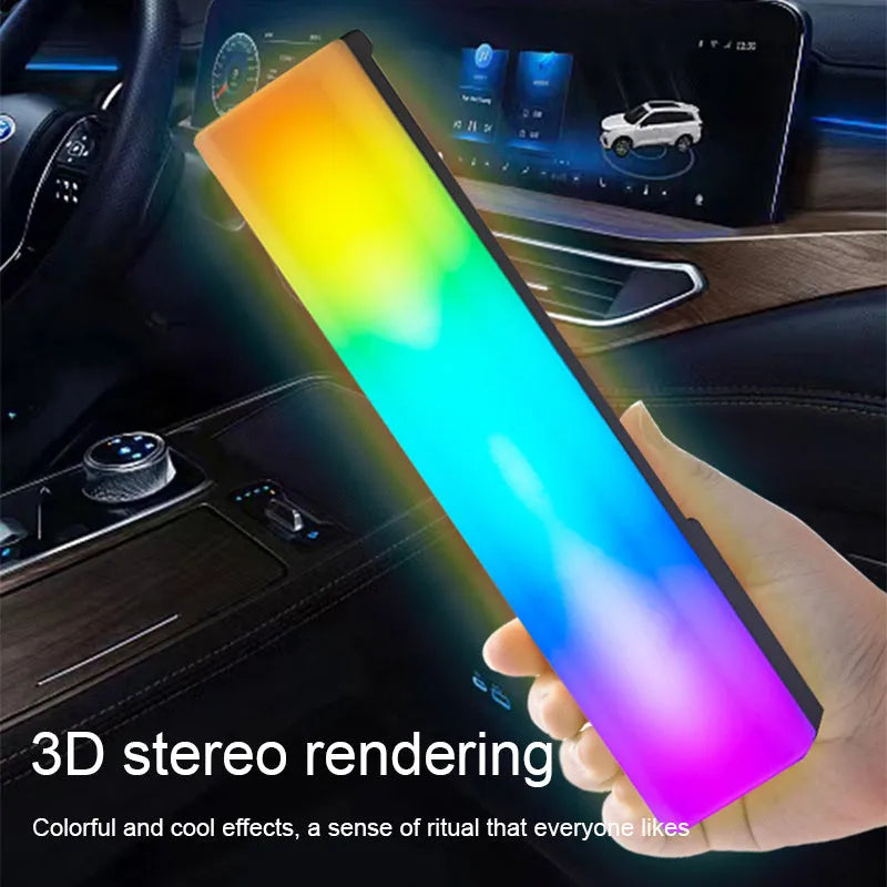 3D RGB light pick-up table top ambiance lamp with voice-activated rhythm lighting in black or white shell
