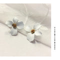 White and pink flower stud earrings for women with electroplated alloy construction