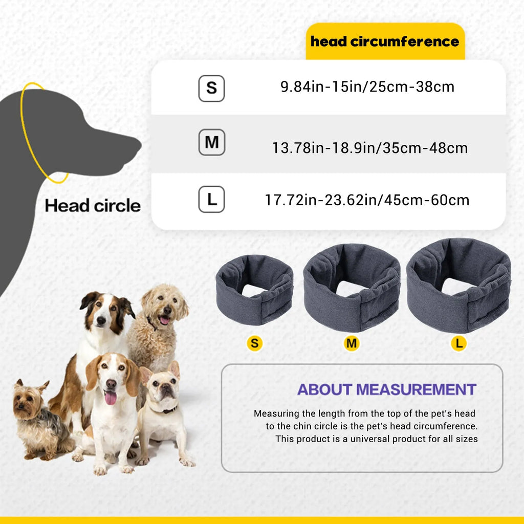 Black dog calming hoodie with ear wraps and closure, shown on a dog model