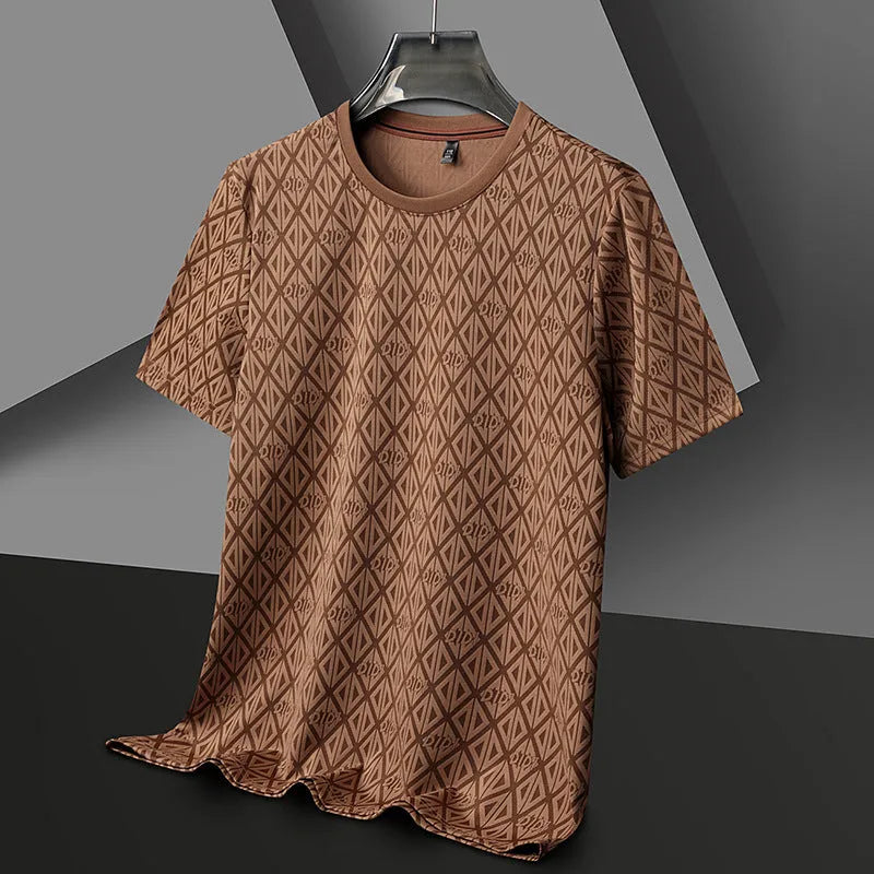 Men's loose fit ice silk short sleeve pullover t-shirt in solid colour