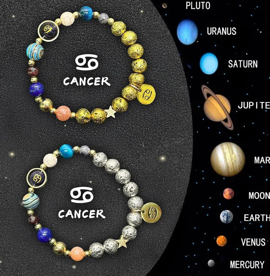Natural stone beaded bracelets with Chinese zodiac animal designs on elastic cords