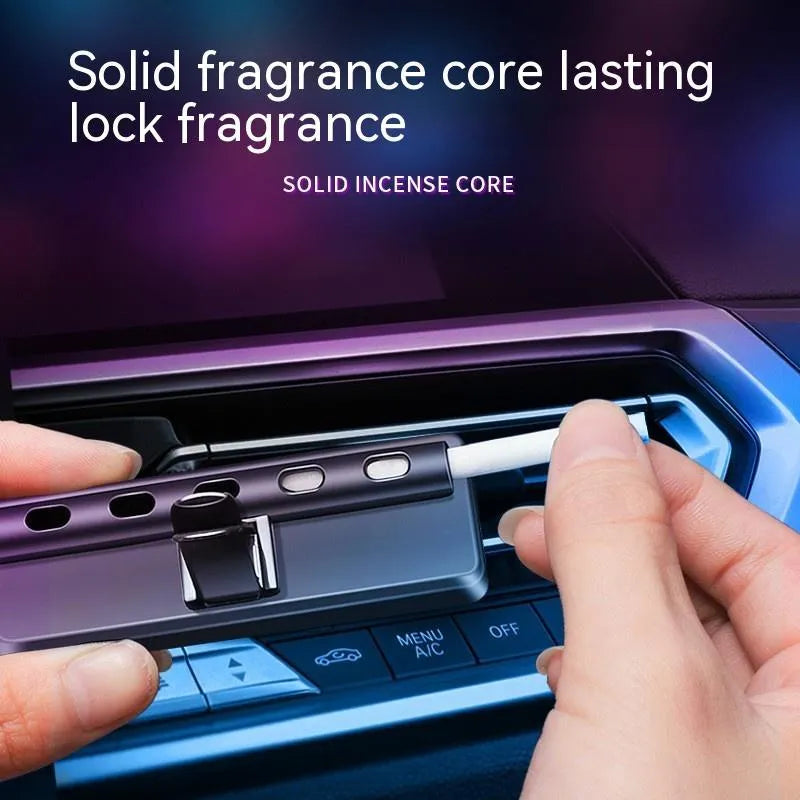Black automobile air outlet ambience light with LED and aromatherapy deodorant function for car vents