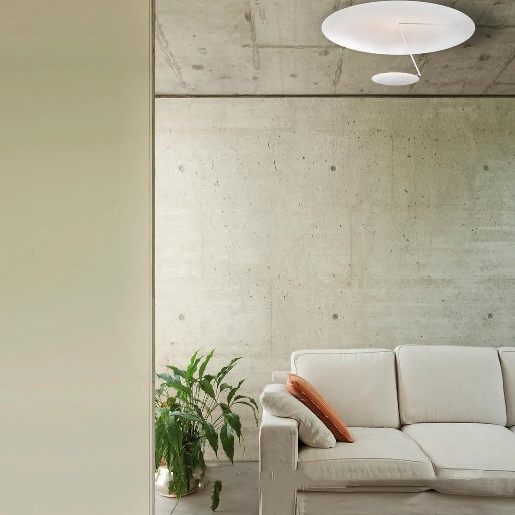 Creative 50cm iron ceiling lamp with LED warm light in white or white gold finish