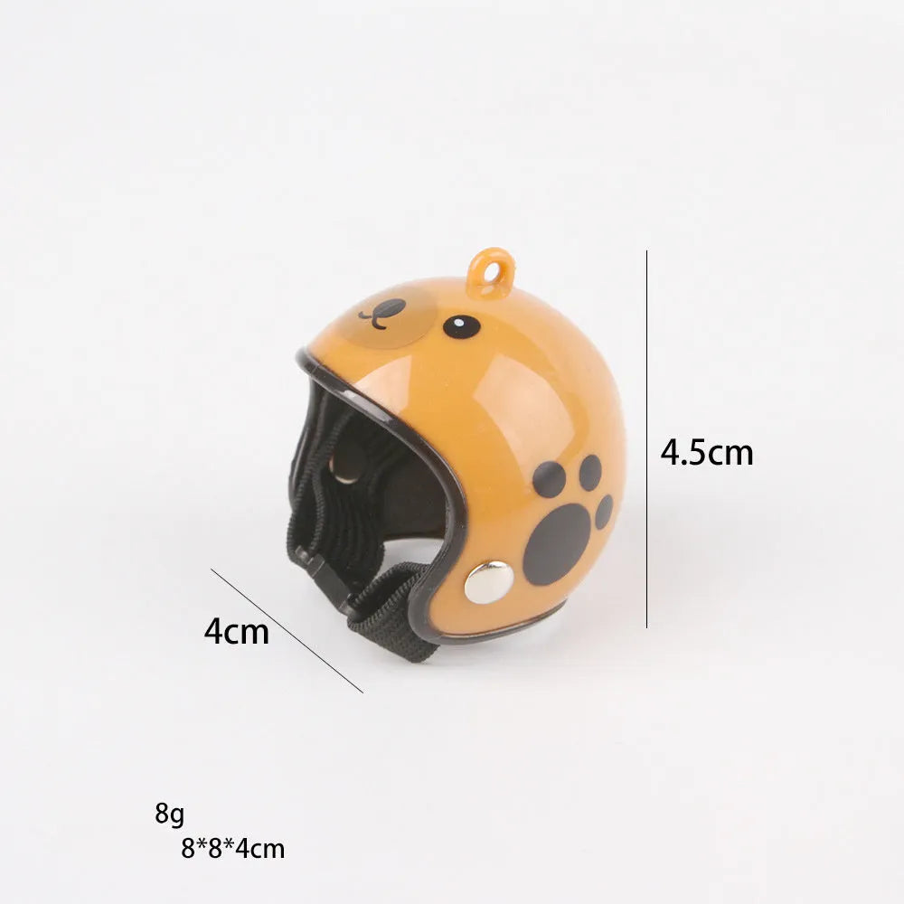 Small pet safety helmet for chickens and birds with adjustable elastic bands