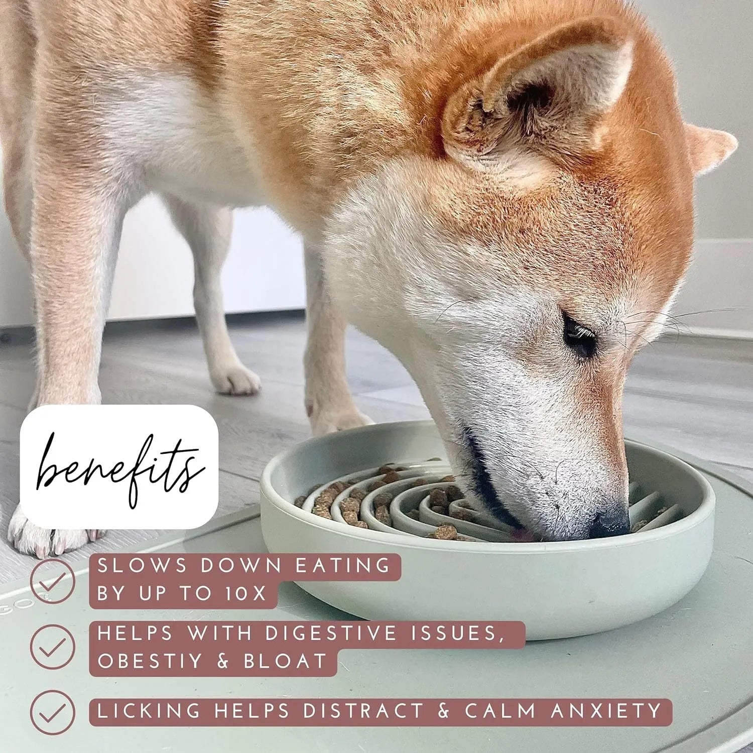 Silicone dog slow feeder bowl with textured ridges, shown in mustard green colour.