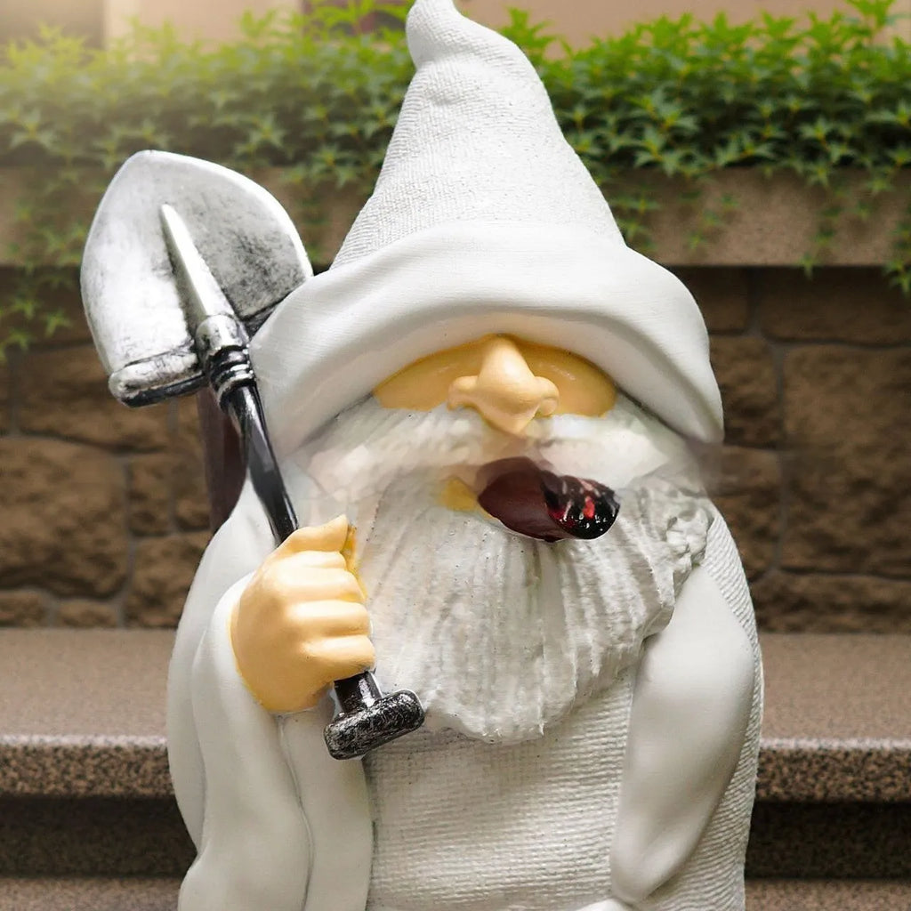 Resin Christmas ornament featuring a detailed smoking shovel dwarf character design for festive decoration.