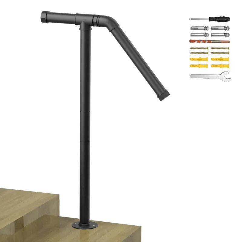 Black metal ladder support with American minimalist design for staircase construction