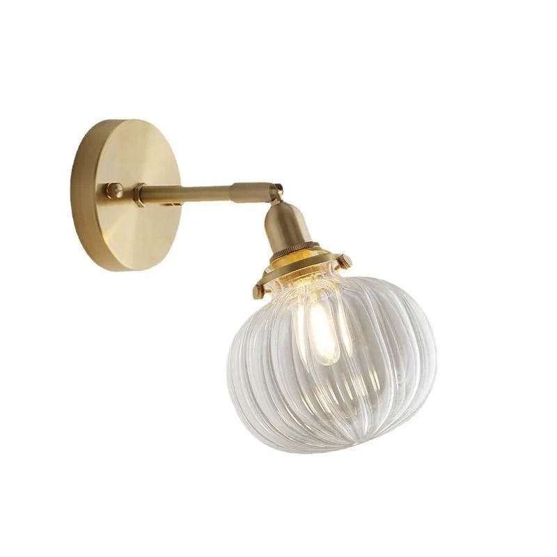 Pumpkin-shaped glass wall lamp with water ripple transparent or solid blue glass shade