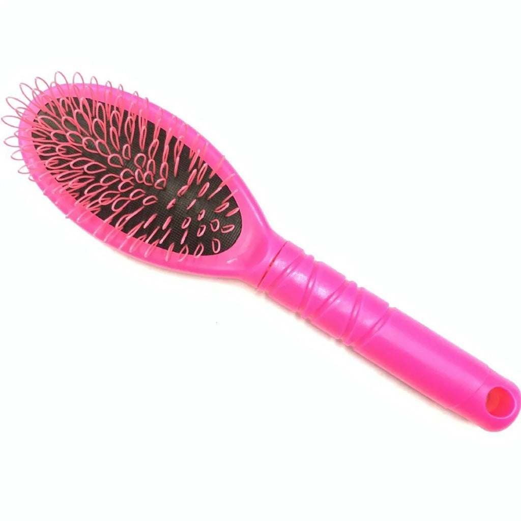 Black and pink ABS plastic hair extension comb with ring teeth measuring 22cm by 6cm