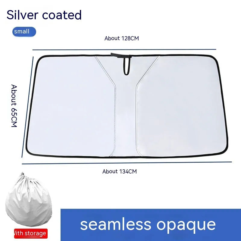 Double ring car sun shade with titanium silver NC fabric for front windscreen heat protection