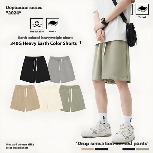 Children's loose-fit cotton denim summer shorts in cream apricot colour showing casual design