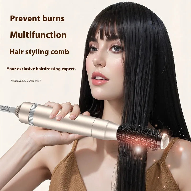 Champagne gold 5-in-1 hot air comb hair curler and straightener with 1000W power