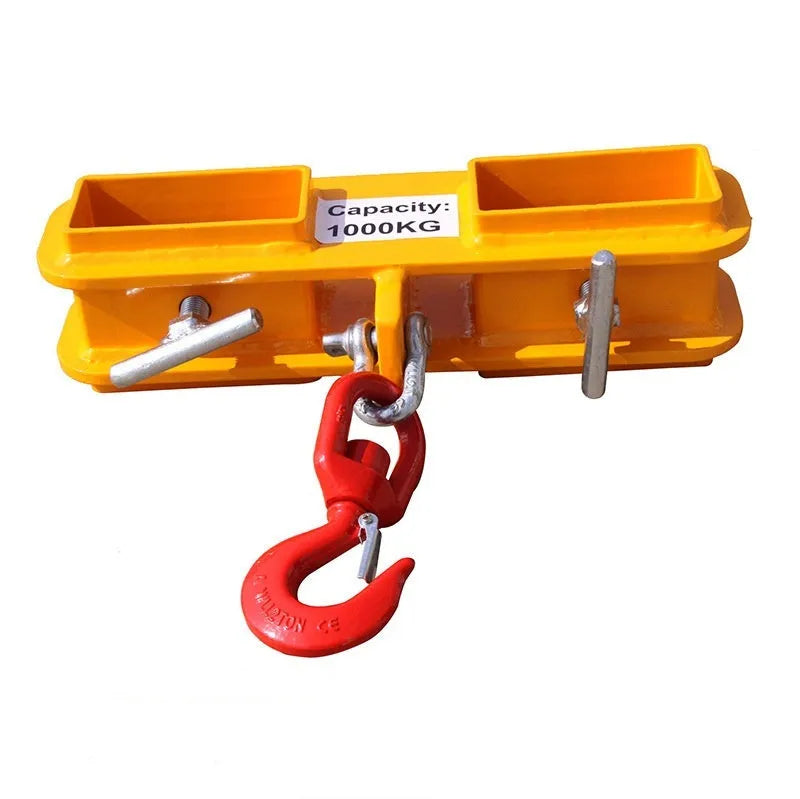 Forklift rotatable drum crane locking hook attachment with safety device and 500kg capacity
