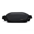 Black Oxford cloth messenger bag for men with one-shoulder strap design.