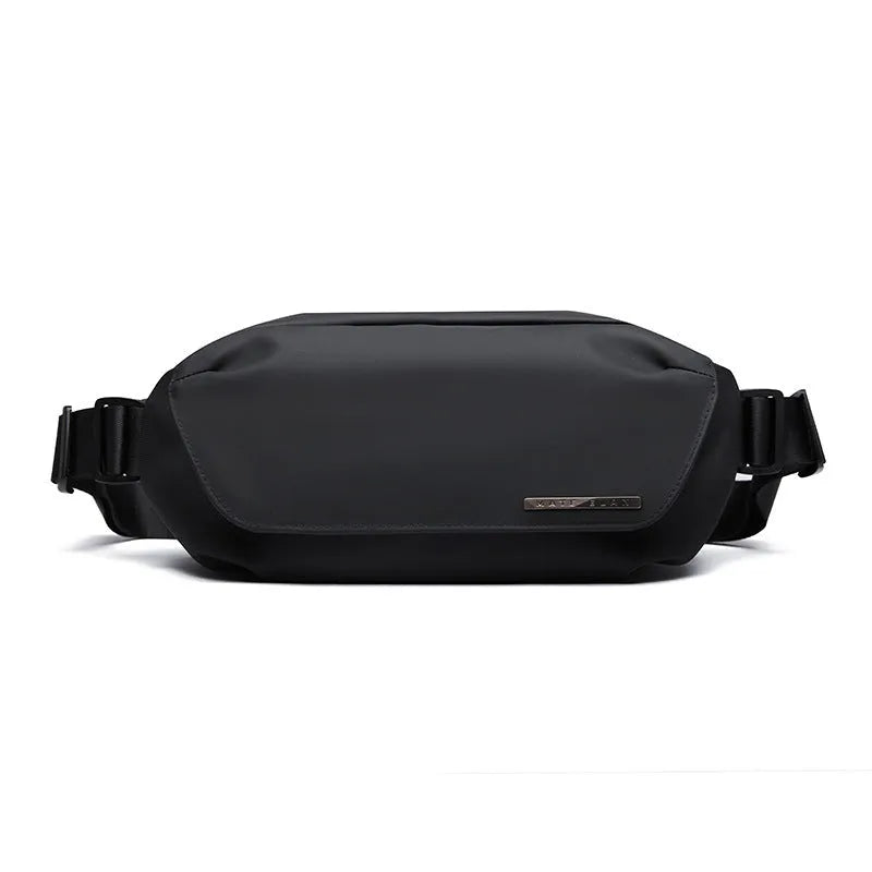 Black Oxford cloth messenger bag for men with one-shoulder strap design.