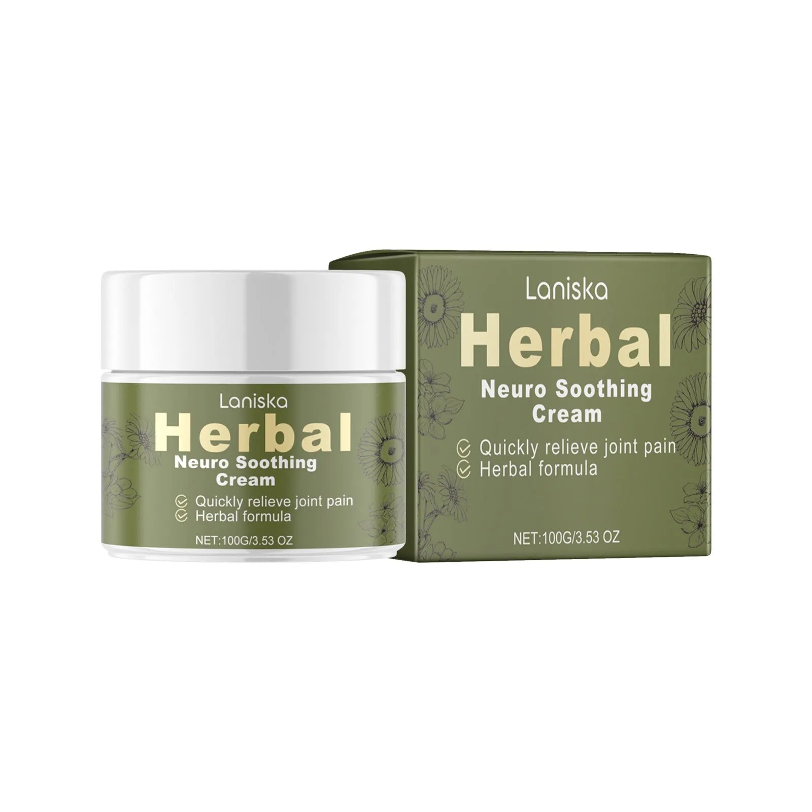 100g jar of arnica and mugwort body care cream with botanical extracts