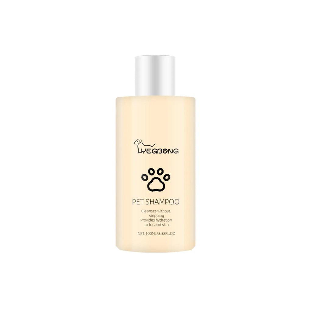 Mild dog shampoo bottle with pump dispenser in 100ml and 300ml sizes