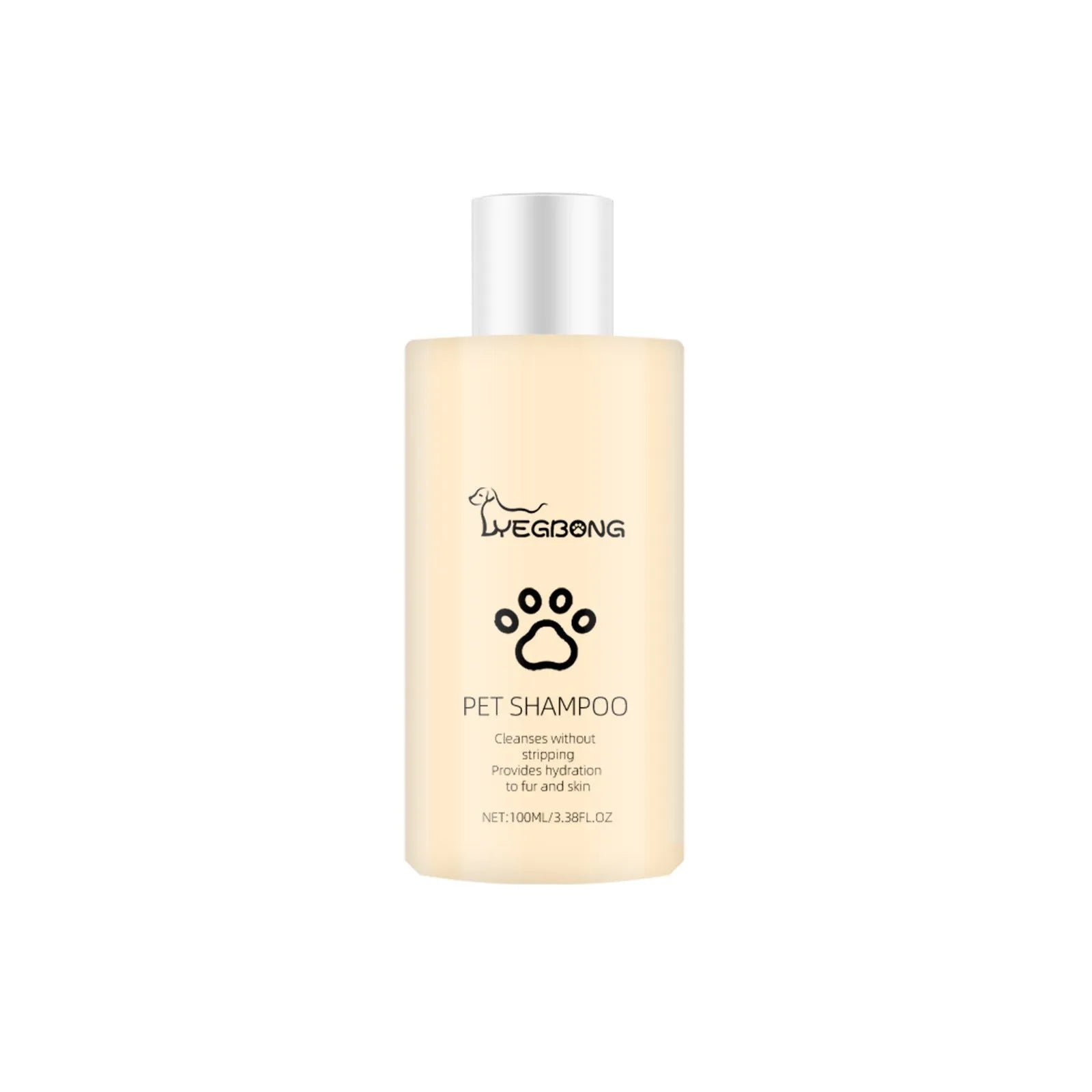 Mild dog shampoo bottle with pump dispenser in 100ml and 300ml sizes