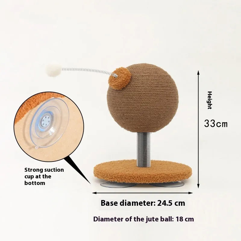 Cat scratching post with hemp rope texture and removable self-grooming component in large and small sizes