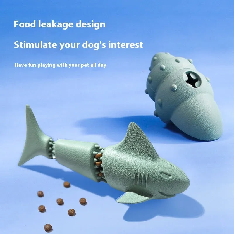 Blue and green deep sea shark rubber dog toys for aggressive chewers