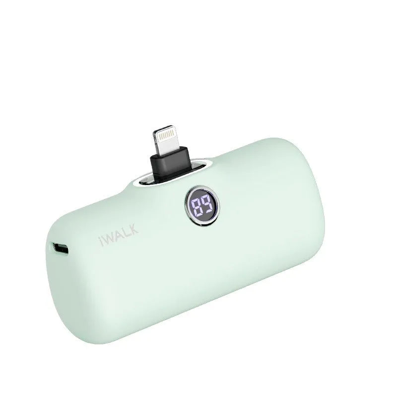 Mini lipstick portable power bank showing colour options and compact dimensions