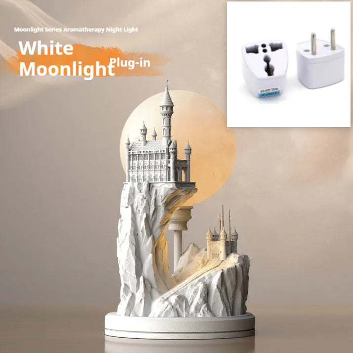 White composite gypsum table lamp with wire control switch for bedroom night lighting