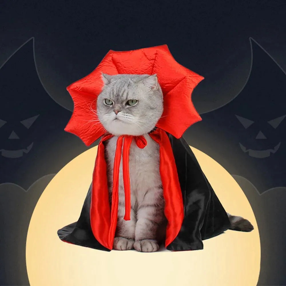 Cute Halloween pet vampire cloak costume for small dog cat kitten S M L sizes