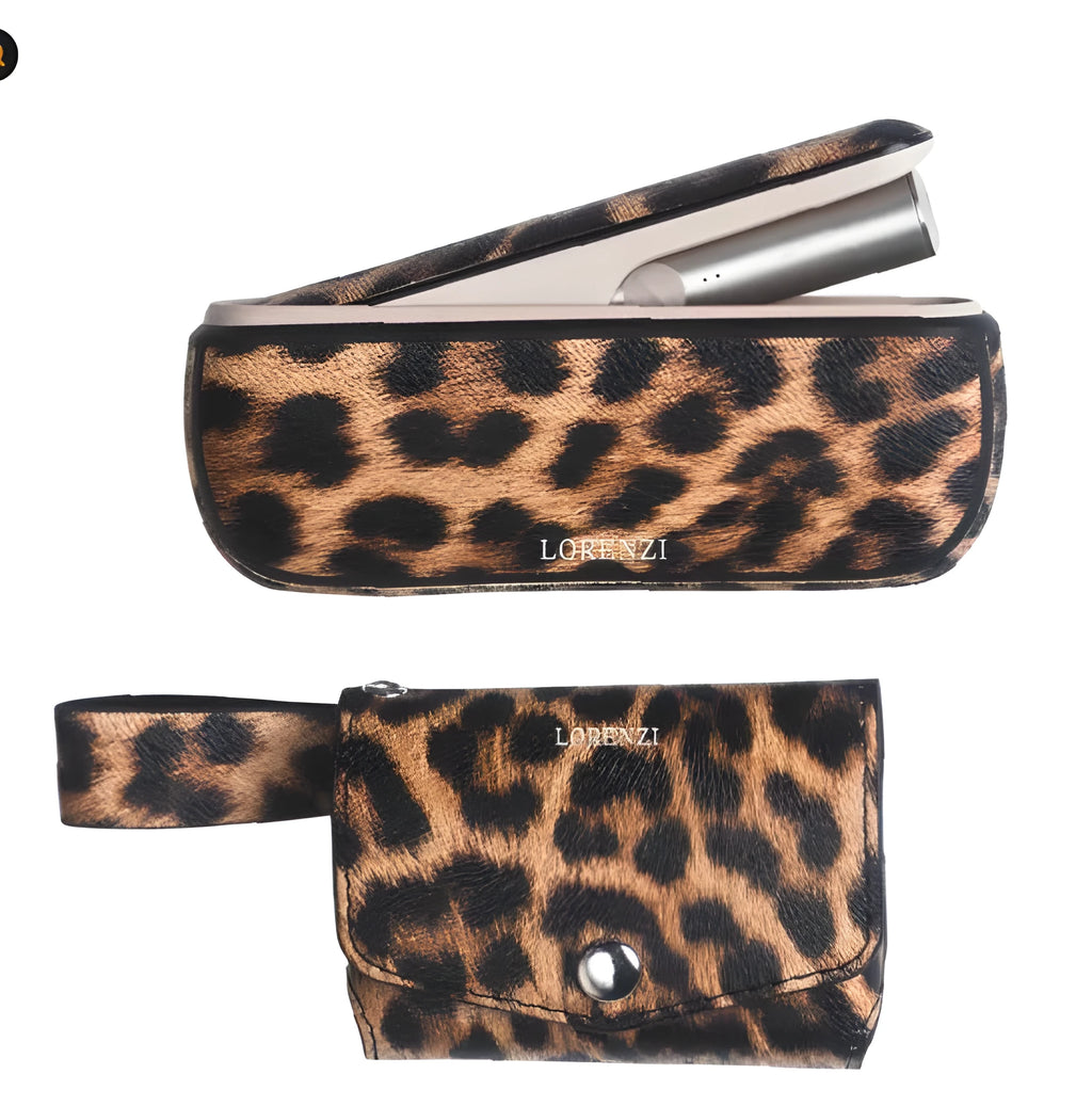 Light luxury waterproof PU leather storage protective bag in leopard print and yellow colour options