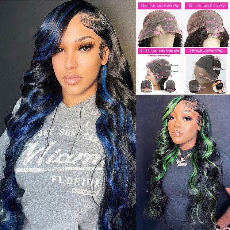 Real human hair lace front wig with 4x4 lace frontal shown in a long length style.