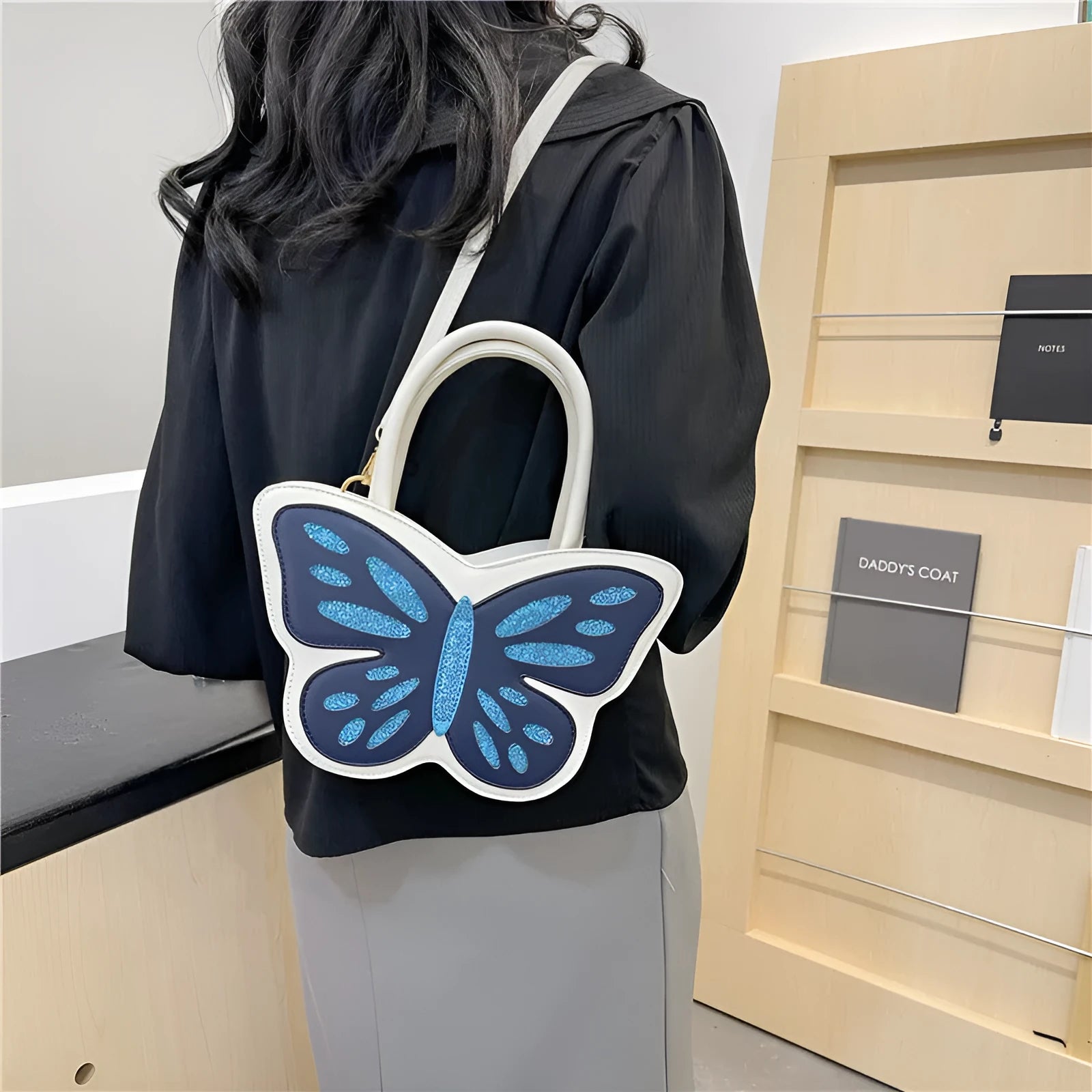 Square PU leather crossbody bag with contrast colour detail in casual style