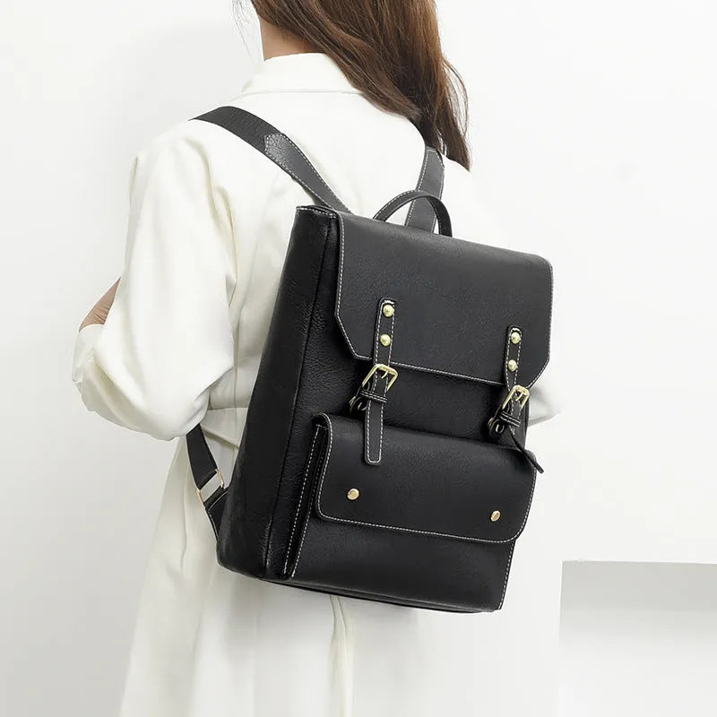Korean style retro backpack in soft PU material available in four colours