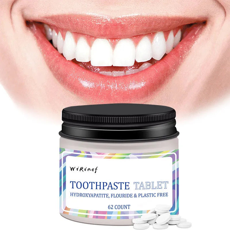 TP19 solid toothpaste tablets in a 62-piece pack for portable chewable oral cleaning