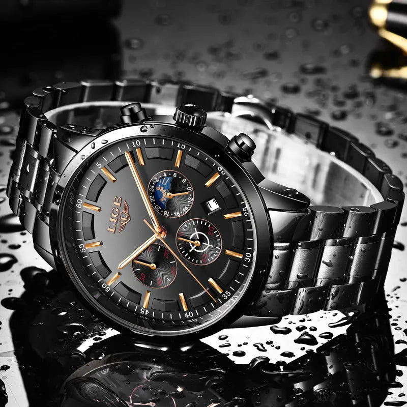 Men's waterproof quartz sports watch in multiple colour options with 12mm thickness