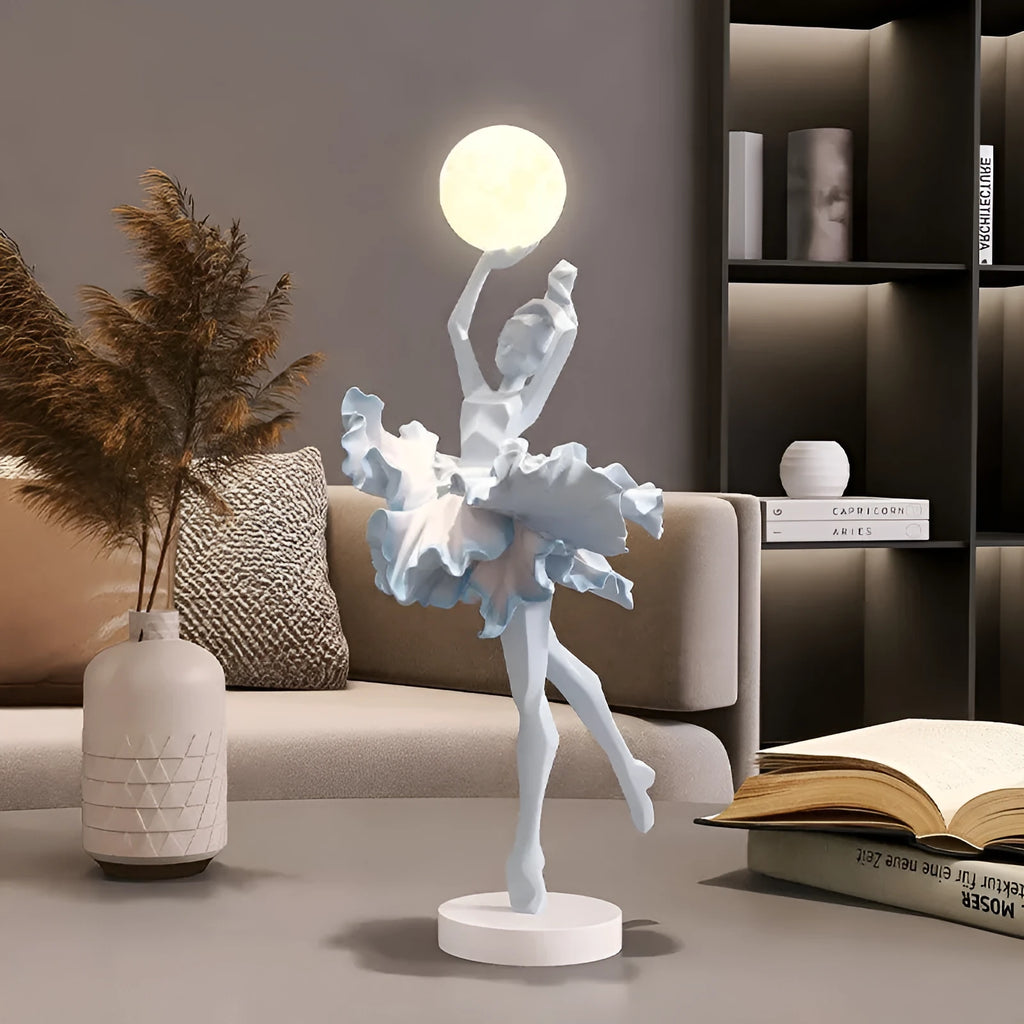Art Girl Atmosphere small resin night light in Black Gold colour with USB charging cable.