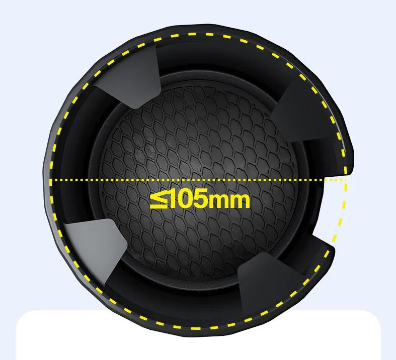 Matte black adjustable car cup holder expander for extra large bottles and cups.