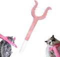 Blue plush cat wand toy with 70cm stick for interactive pet play