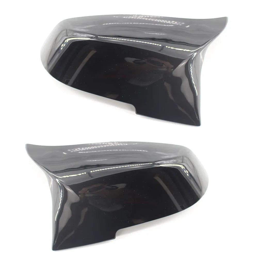 Pair of paint bright black modified horn rearview mirror shells for BMW 3 Series 4 Series F30 F32