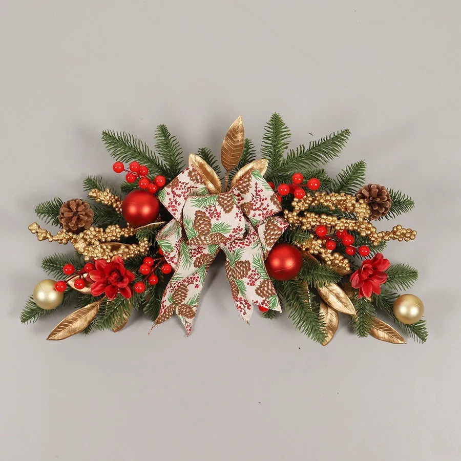 American country style plastic Christmas garland in four sizes with optional LED lighting for ceiling or wall display