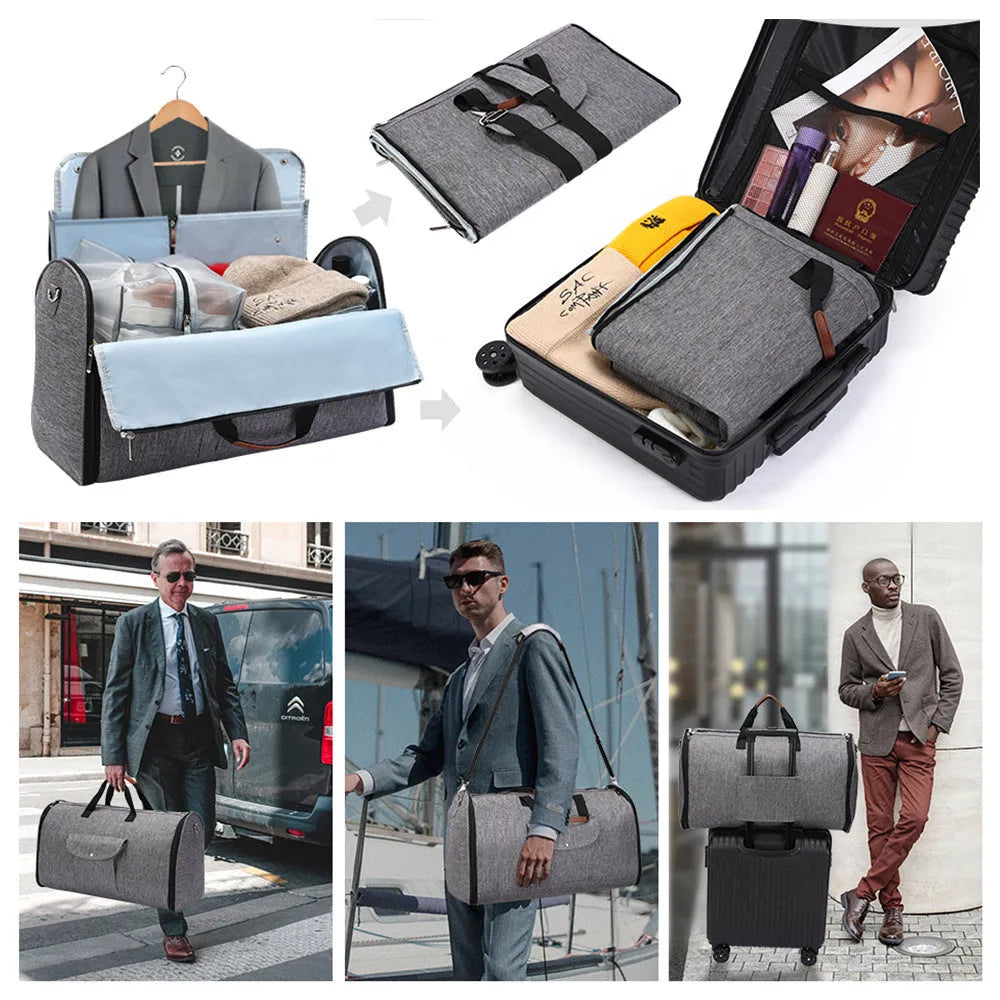 Dark blue folding duffel bag with handles, shown with a capacity of 36-55 litres.