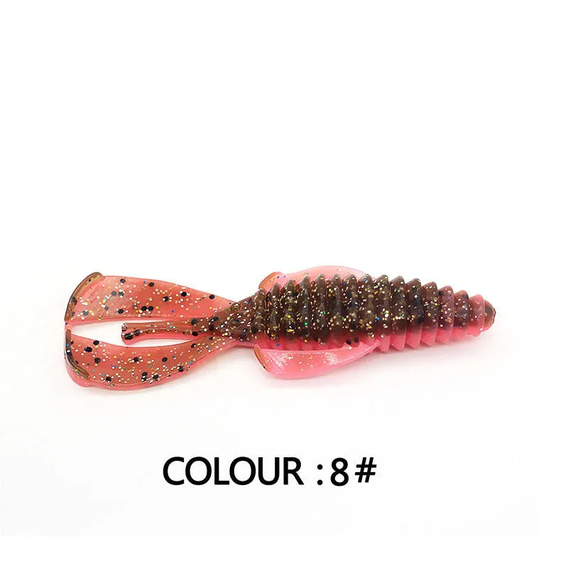PVC soft plastic fishing lure in a selection of colours, shown in 8cm and 12cm sizes.
