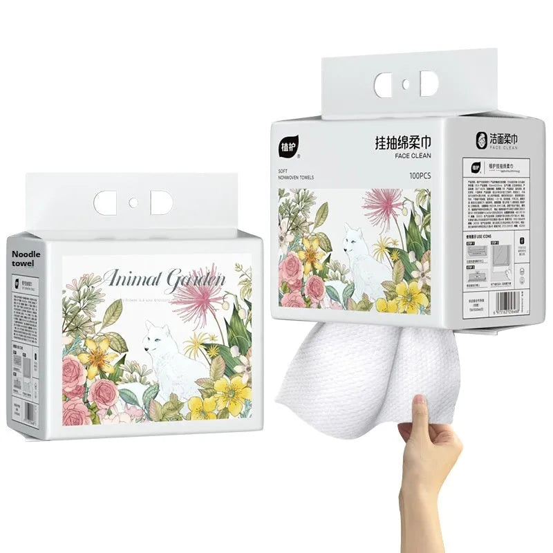Soft disposable towel roll with removable hanging hook for bathroom and household cleaning
