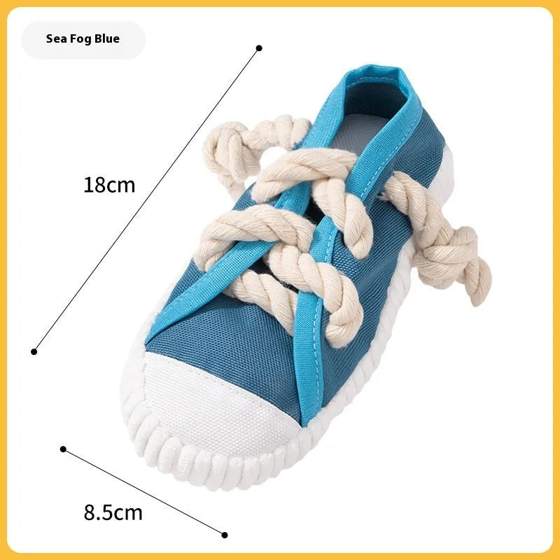 Plastic dog sound slippers chew toy in yellow, black, or blue with squeaker and textured bends