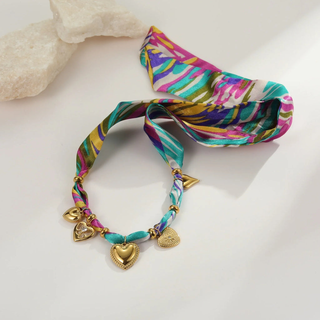 Women's stainless steel geometric pendant necklace and bracelet set with 18K gold plating