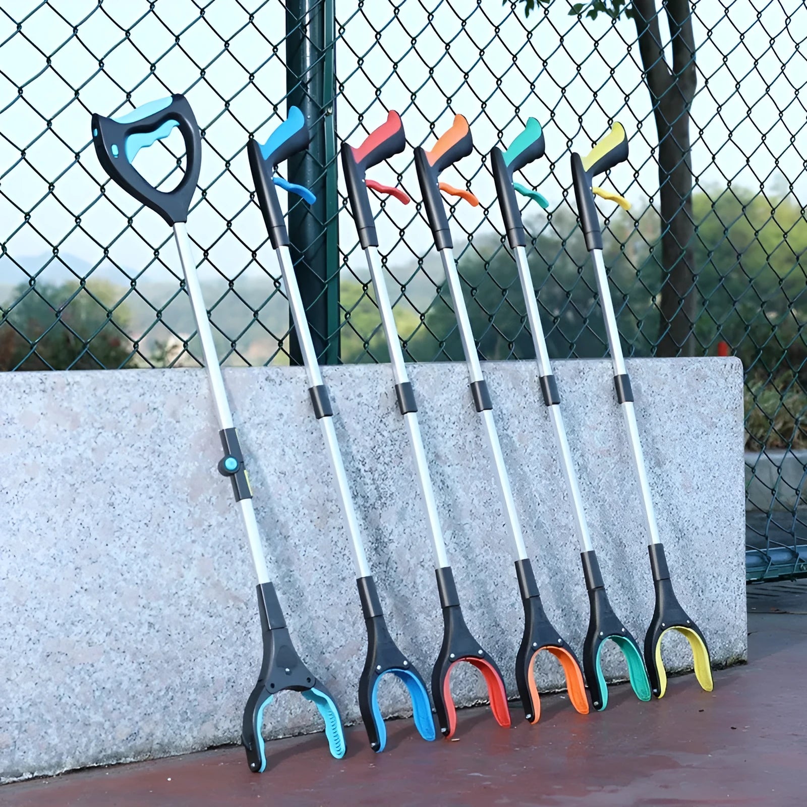 Blue plastic and aluminium alloy trash folder clip pliers for organising materials.