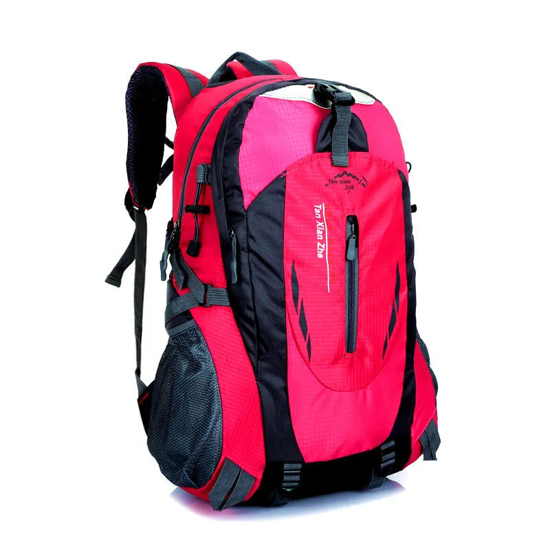 Large black Oxford cloth travel backpack showing front view with straps and soft handle.