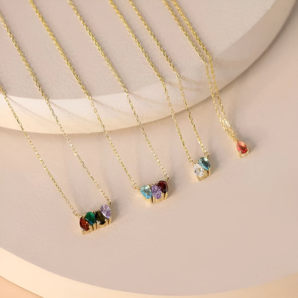 Zircon birthstone necklace with titanium steel chain and month pendant