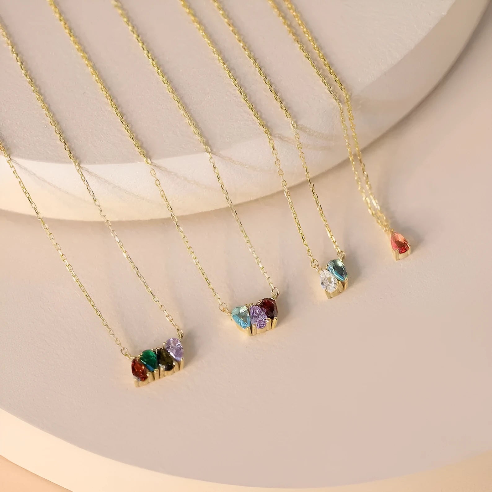 Zircon birthstone necklace with titanium steel chain and month pendant